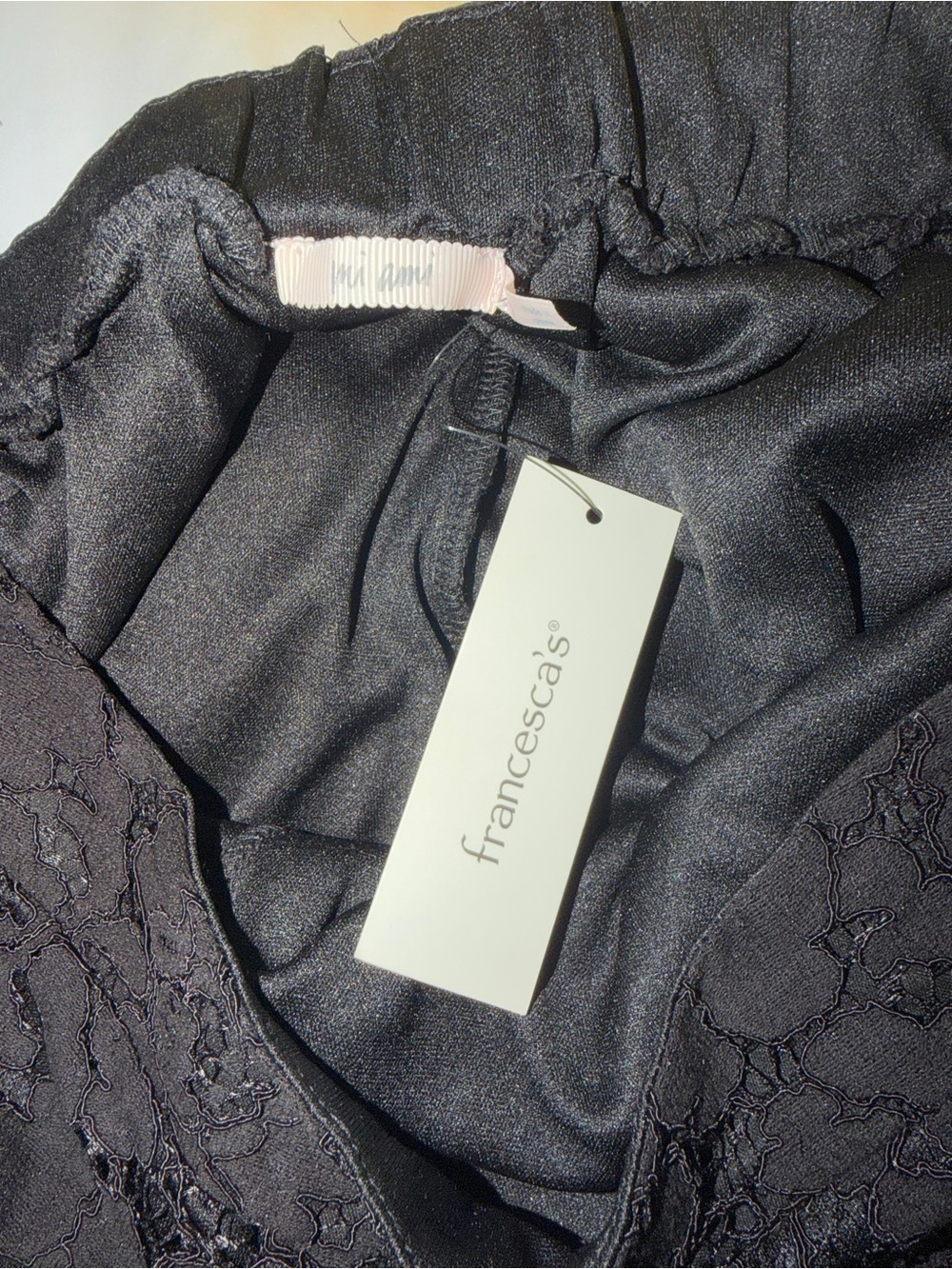 Francesca's Collections Black Flared Lace Jumpsuit